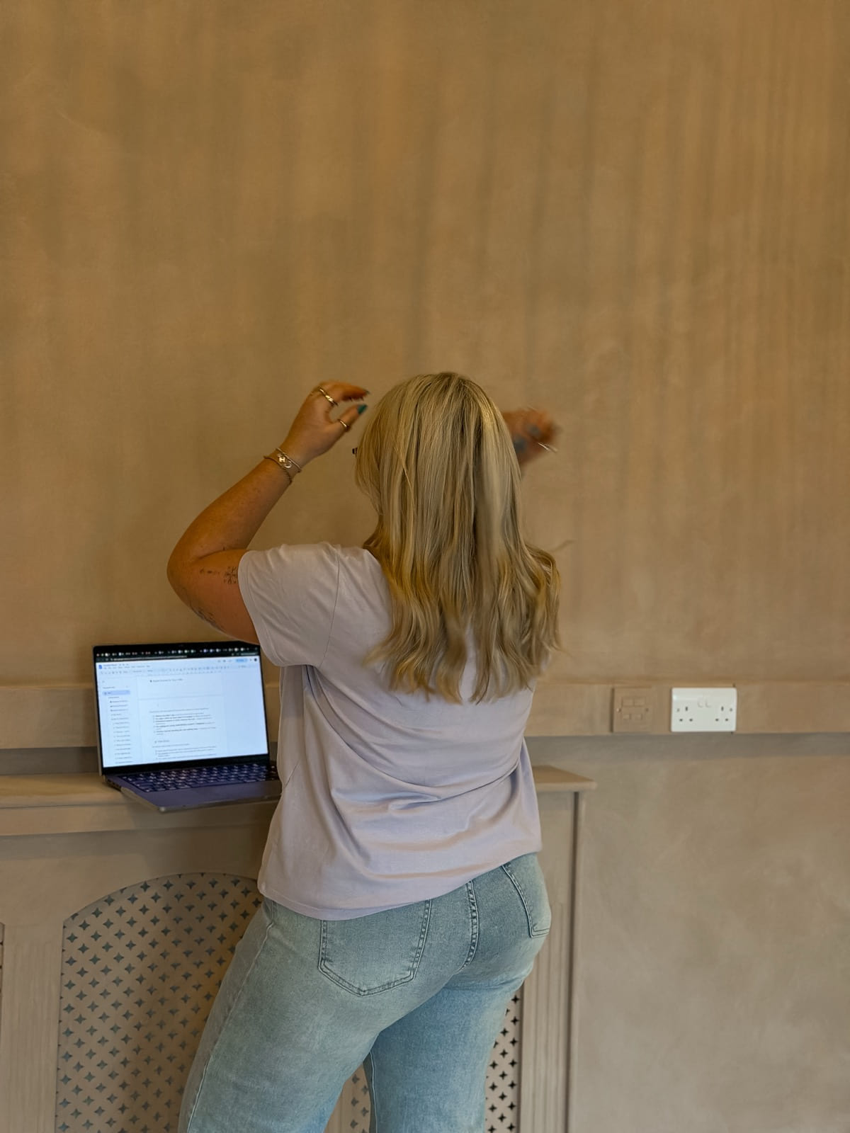 Hanna Poole reviewing a marketing plan